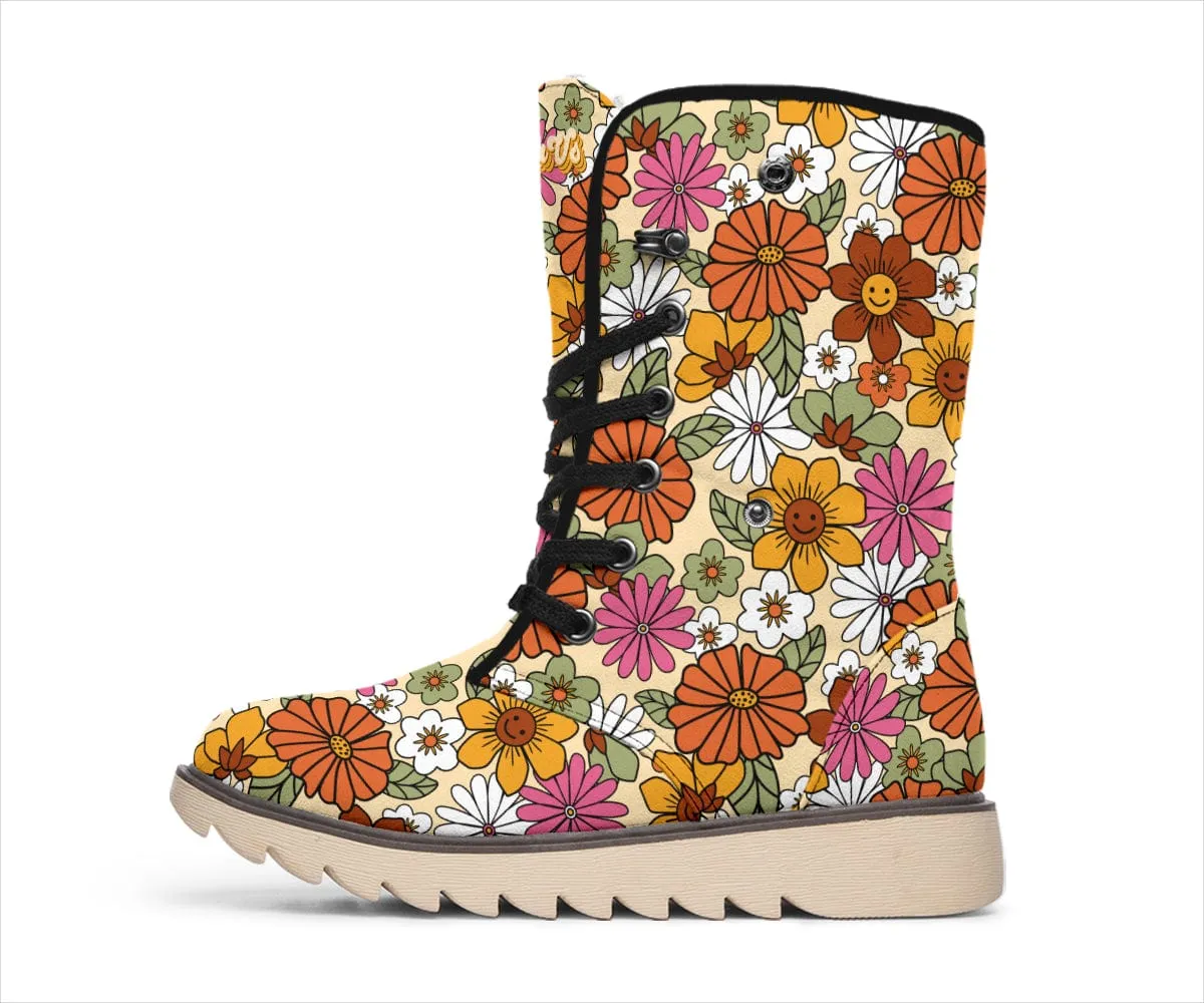 Flower Power Suede Snow Boots