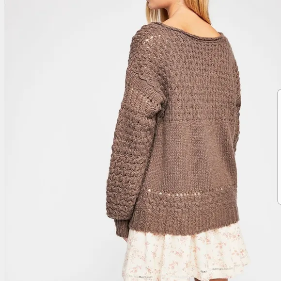 Free People Crashing Waves Sweater Chunky Knit Cardigan Oversized Boho NWT
