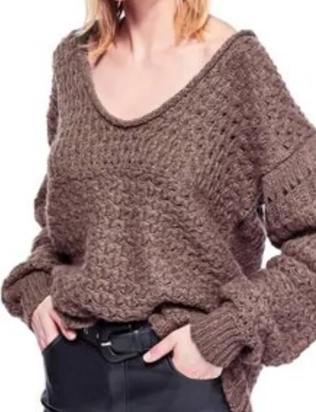 Free People Crashing Waves Sweater Chunky Knit Cardigan Oversized Boho NWT