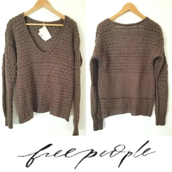 Free People Crashing Waves Sweater Chunky Knit Cardigan Oversized Boho NWT