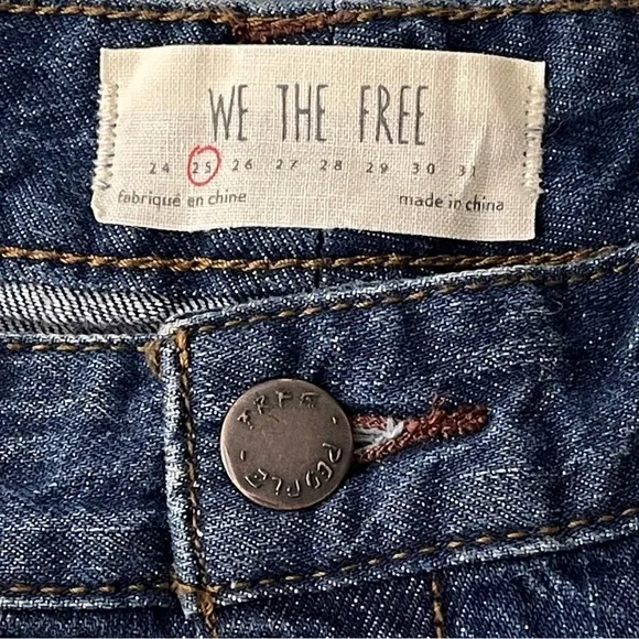 Free People Jeans Womens 25 Dusk to Dawn Wide Leg Raw Hem Crop Boho Hippie Retro
