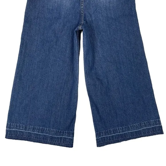 Free People Jeans Womens 25 Dusk to Dawn Wide Leg Raw Hem Crop Boho Hippie Retro