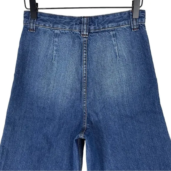 Free People Jeans Womens 25 Dusk to Dawn Wide Leg Raw Hem Crop Boho Hippie Retro
