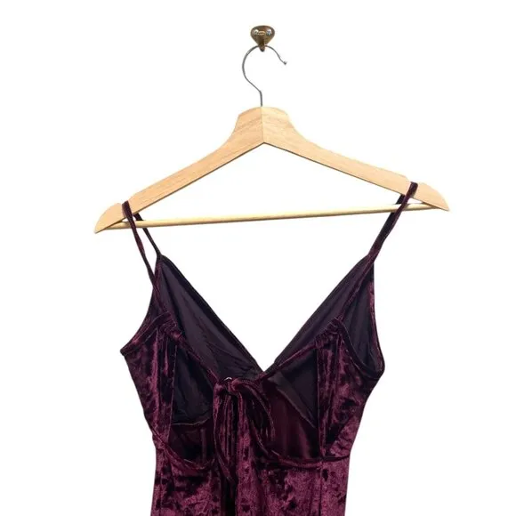 Free People Low Key Crushin’ Velvet Maxi Dress Pomegranate Wine Size S Bohemian