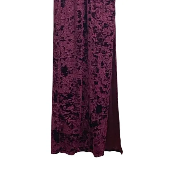 Free People Low Key Crushin’ Velvet Maxi Dress Pomegranate Wine Size S Bohemian