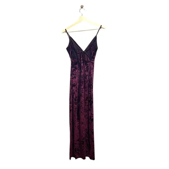 Free People Low Key Crushin’ Velvet Maxi Dress Pomegranate Wine Size S Bohemian
