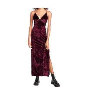 Free People Low Key Crushin’ Velvet Maxi Dress Pomegranate Wine Size S Bohemian