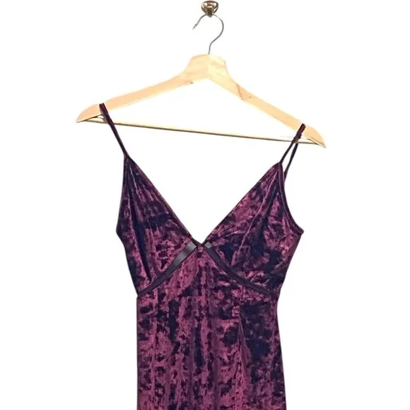 Free People Low Key Crushin’ Velvet Maxi Dress Pomegranate Wine Size S Bohemian