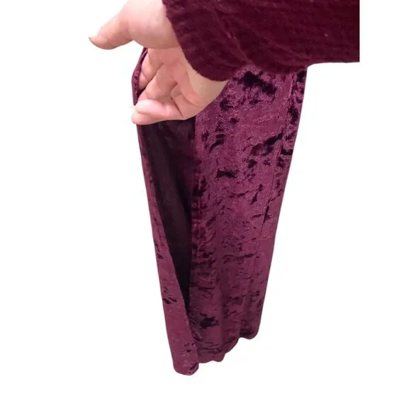Free People Low Key Crushin’ Velvet Maxi Dress Pomegranate Wine Size S Bohemian