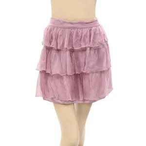 Free People Ruffle Tiered Solid Mini Skirt Purple High Waisted Smocked XS 269822