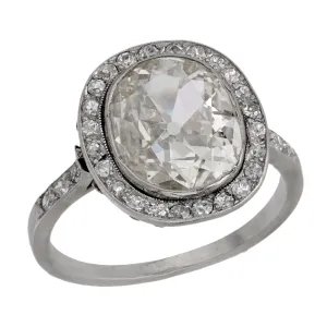French Belle Epoque 2.50 carat old mine cut diamond platinum engagement ring