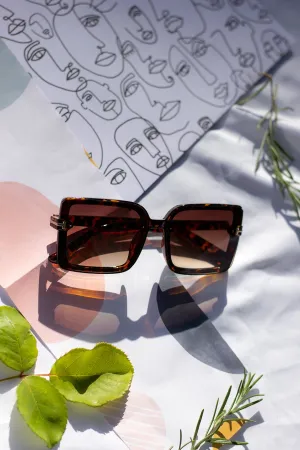 Front Lens Rectangle Thick Frame Sunglasses