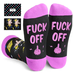 Funny Fuck Off Socks - Funky Cotton Novelty Casual Crew Socks For Women Men Dress Tube Stocking Christmas Gifts