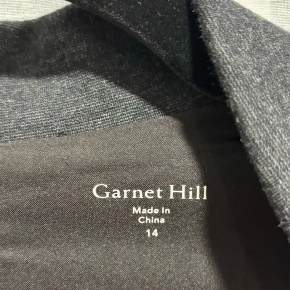 Garnet Hill Knit Relaxed Blazer Black Heather Tencel Wool Blend 14