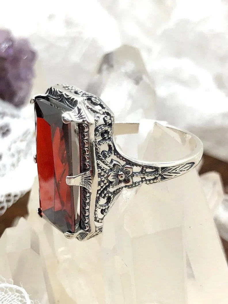 Garnet Ring, 1915 Vintage Style, Edwardian Jewelry #D232