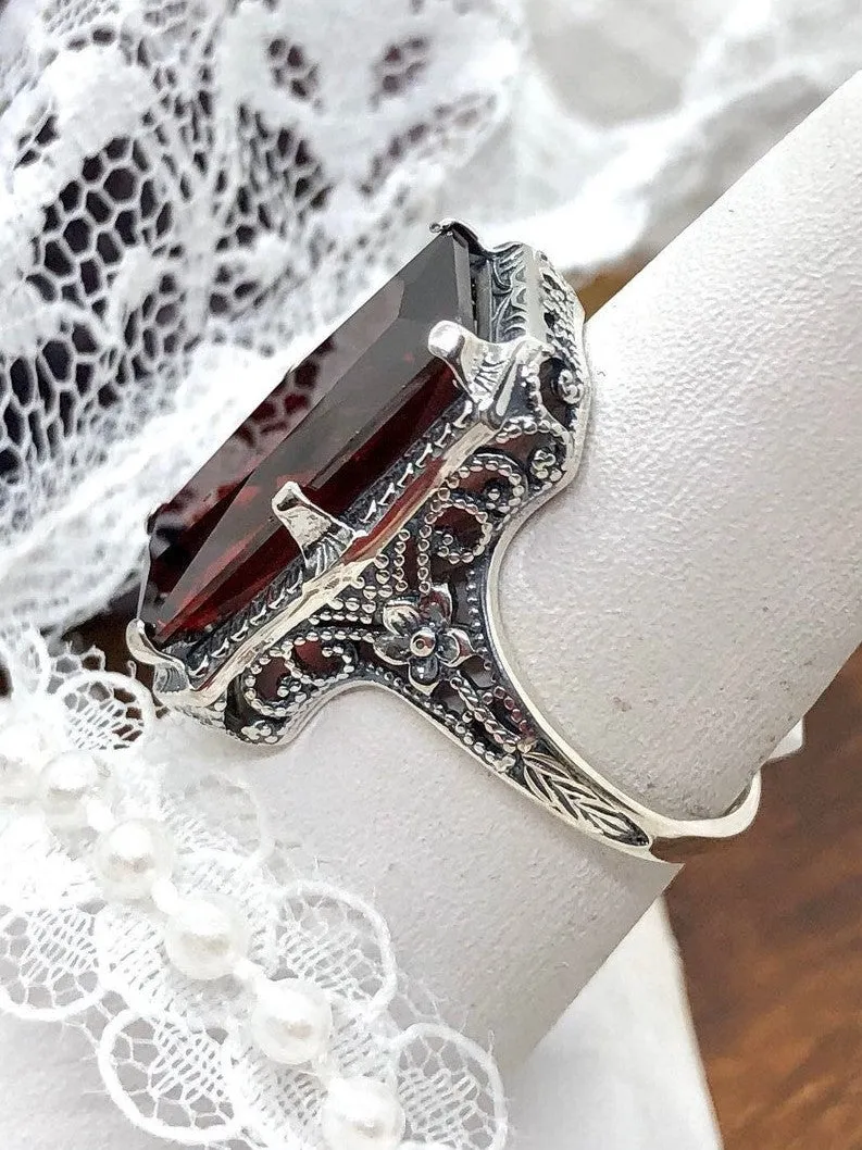 Garnet Ring, 1915 Vintage Style, Edwardian Jewelry #D232