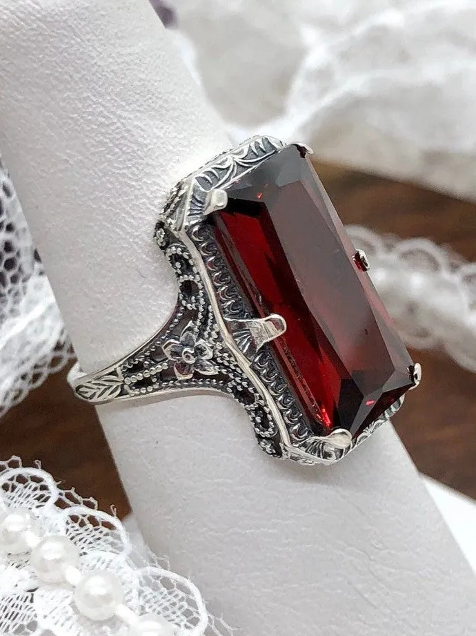 Garnet Ring, 1915 Vintage Style, Edwardian Jewelry #D232