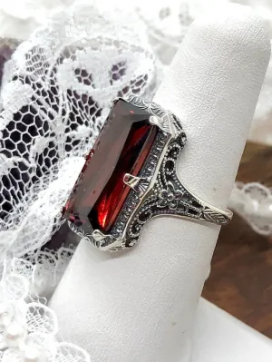 Garnet Ring, 1915 Vintage Style, Edwardian Jewelry #D232