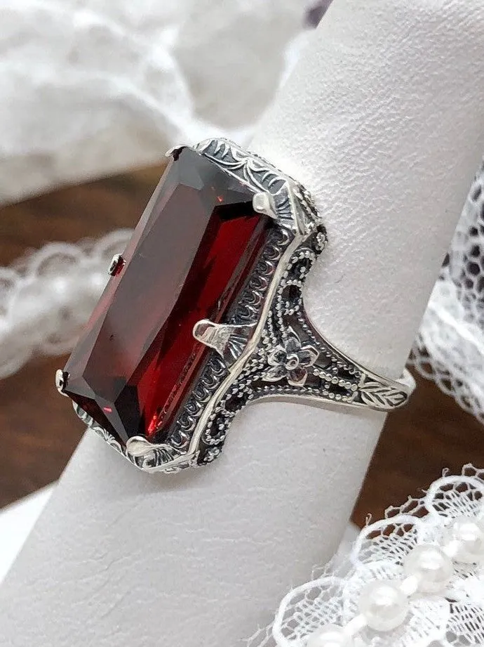 Garnet Ring, 1915 Vintage Style, Edwardian Jewelry #D232