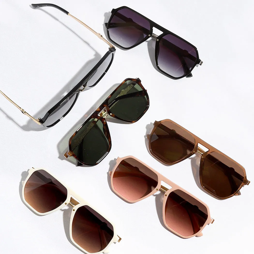 Geometric Shape Aviator Frame  Sunglasses