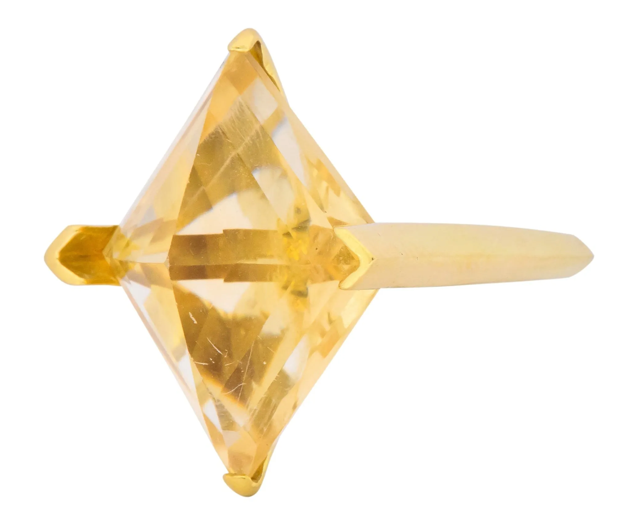 Gillian Packard 1968 British Modernist Citrine 18 Karat Gold Cocktail Ring