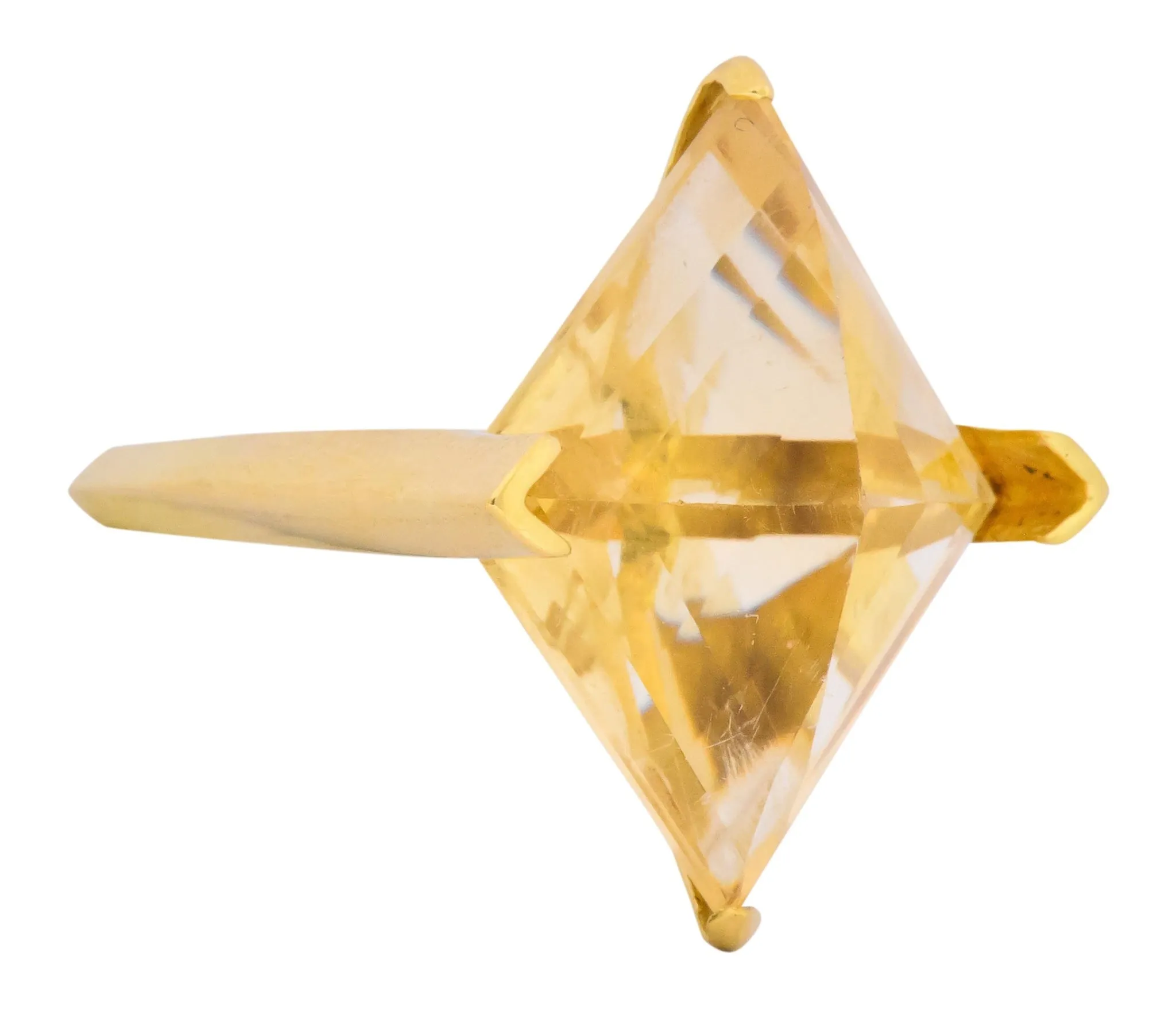 Gillian Packard 1968 British Modernist Citrine 18 Karat Gold Cocktail Ring