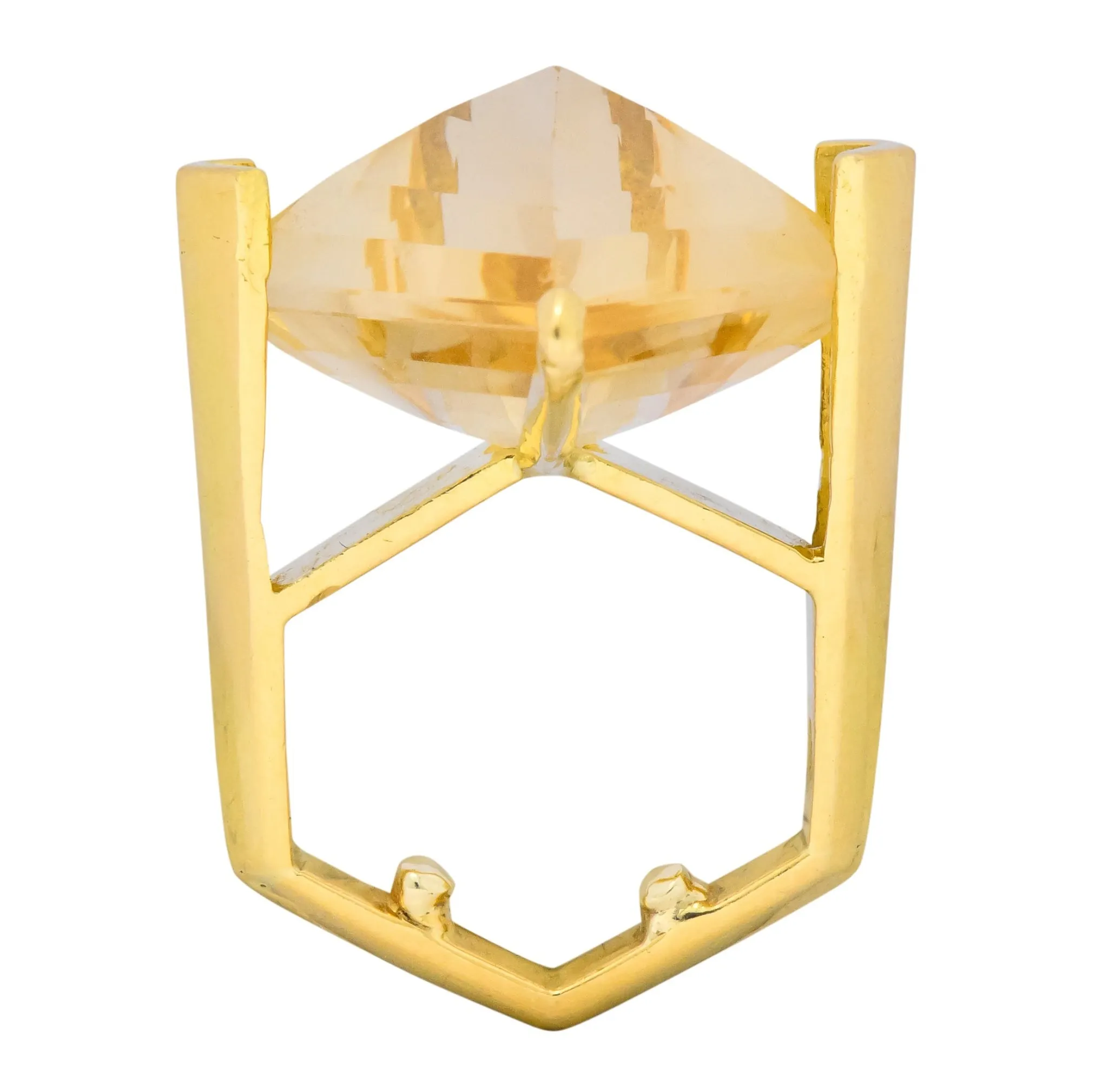 Gillian Packard 1968 British Modernist Citrine 18 Karat Gold Cocktail Ring