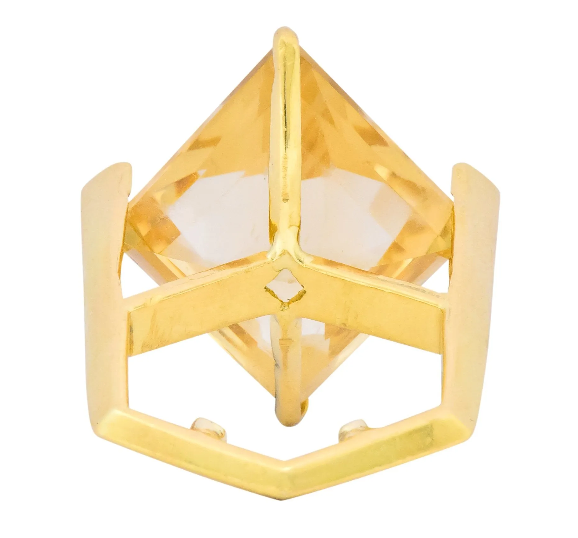 Gillian Packard 1968 British Modernist Citrine 18 Karat Gold Cocktail Ring