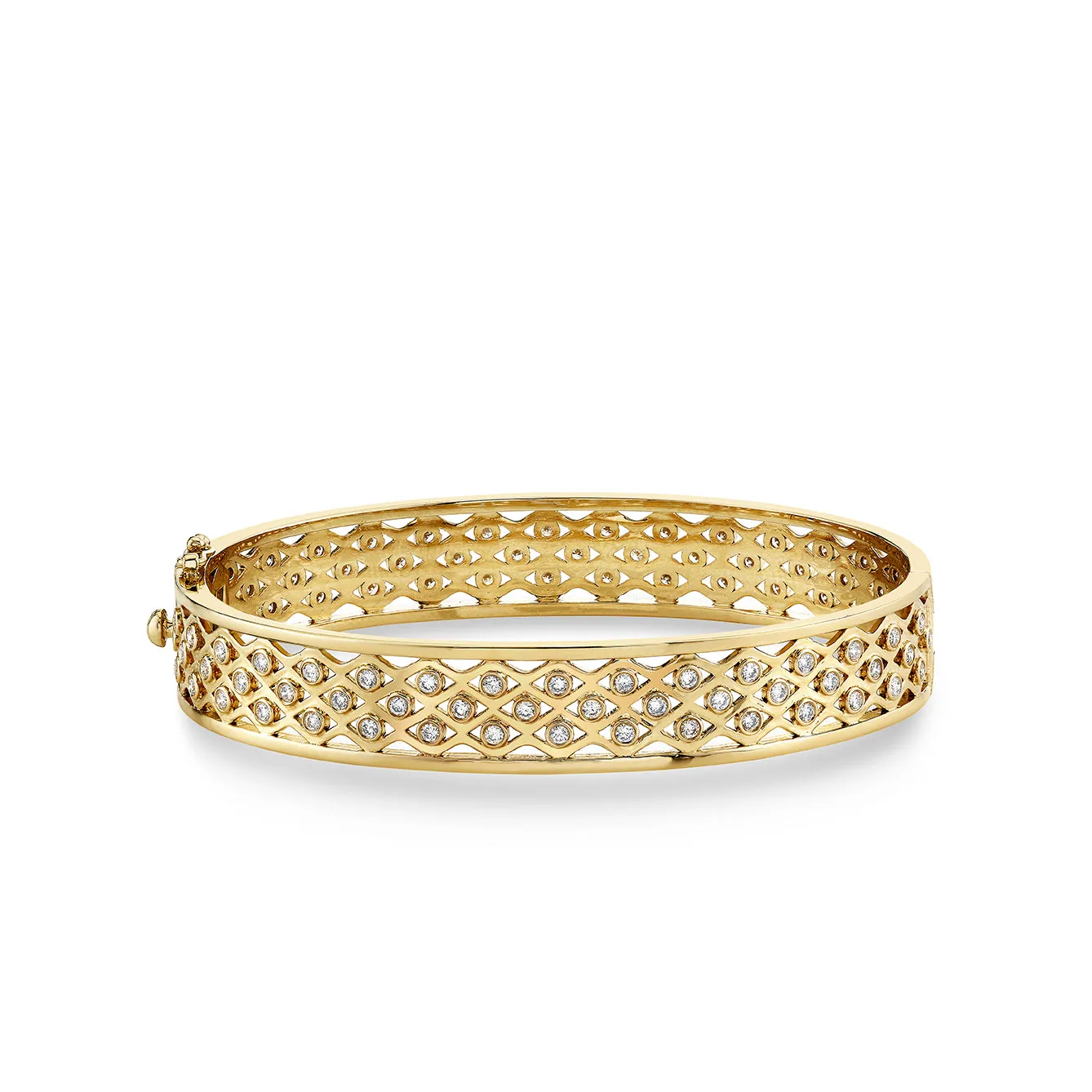 Gold & Diamond Fishnet Hinge Bangle