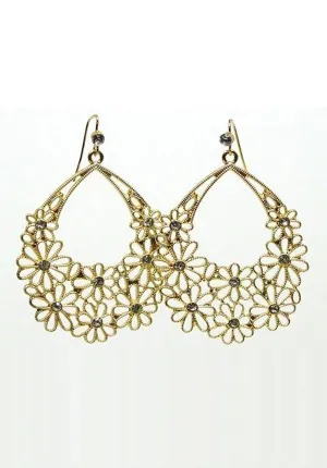 Gold Daisy Teardrop Earrings