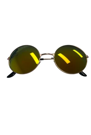 Gold Reflective Round Glasses with Rose Gold Frame