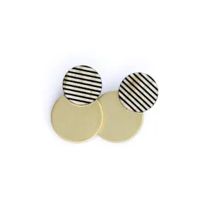 GOLD TUXEDO STRIPE CIRCLE EARRINGS
