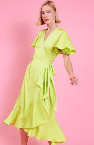 Golden Glow Ruffle Wrap Maxi Dress