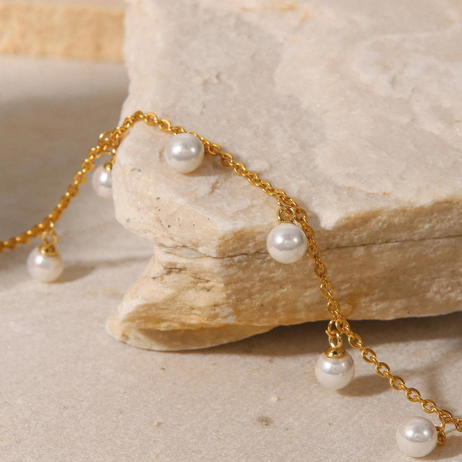 Golden Pearl Charm Anklet