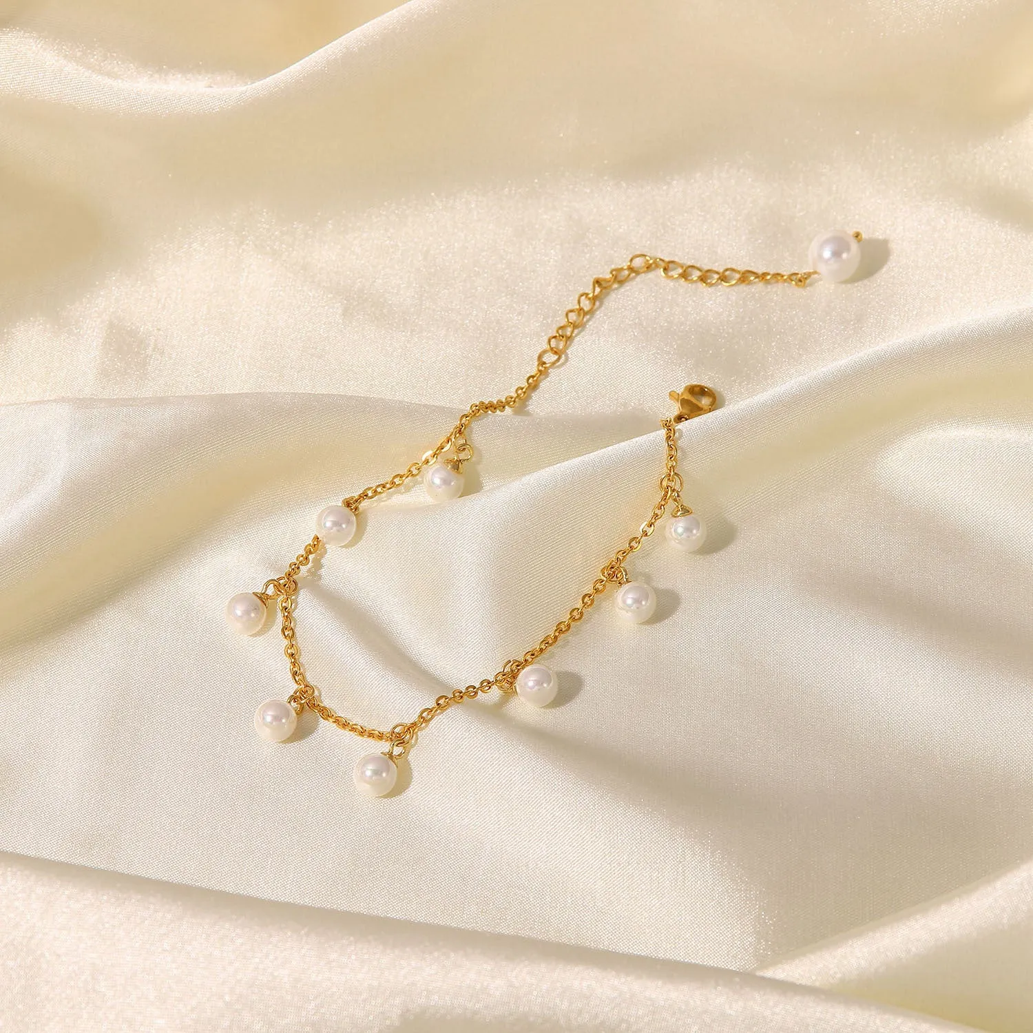 Golden Pearl Charm Anklet