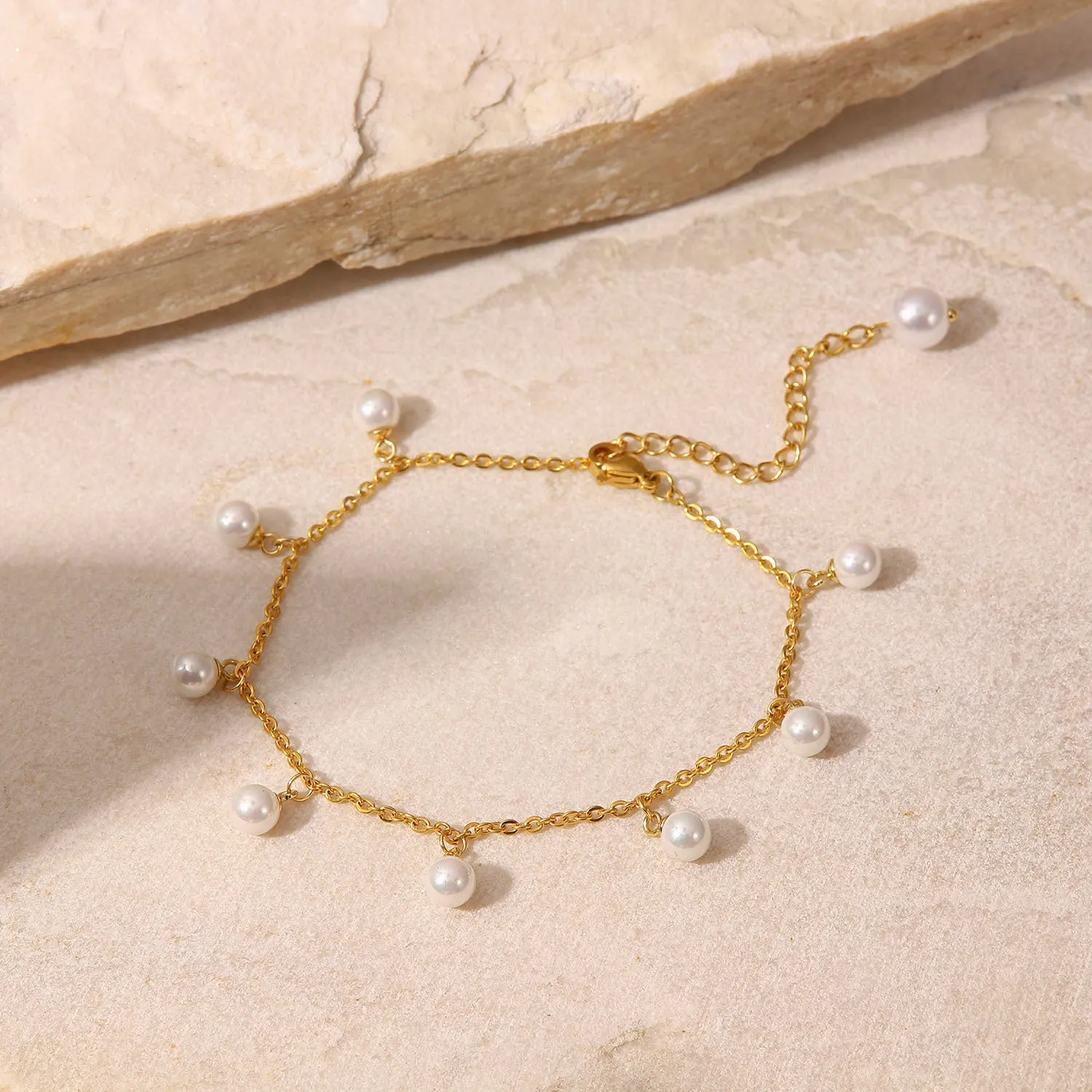 Golden Pearl Charm Anklet