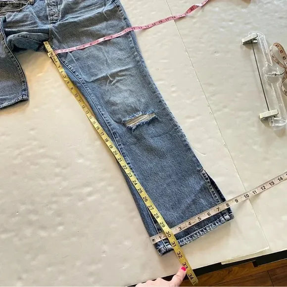 Good American Boy Jeans Womens 10 / 30 High Rise Straight Leg 90s Distressed
