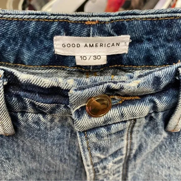 Good American Boy Jeans Womens 10 / 30 High Rise Straight Leg 90s Distressed