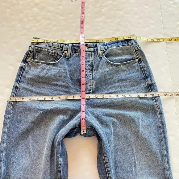 Good American Boy Jeans Womens 10 / 30 High Rise Straight Leg 90s Distressed