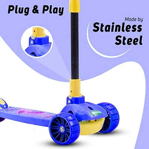 GoodLuck Baybee Skate Scooter for Kids, 3 Wheel Kids Scooter Smart Kick Scooter with Fold-able & Height Adjustable Handle, Runner Scooter (Smart Blue)
