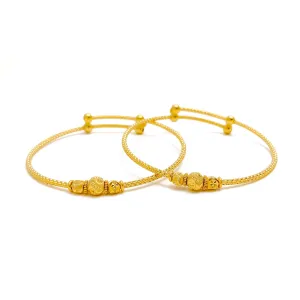 Graceful Delicate 22k Gold Adjustable Baby Bangle Pair