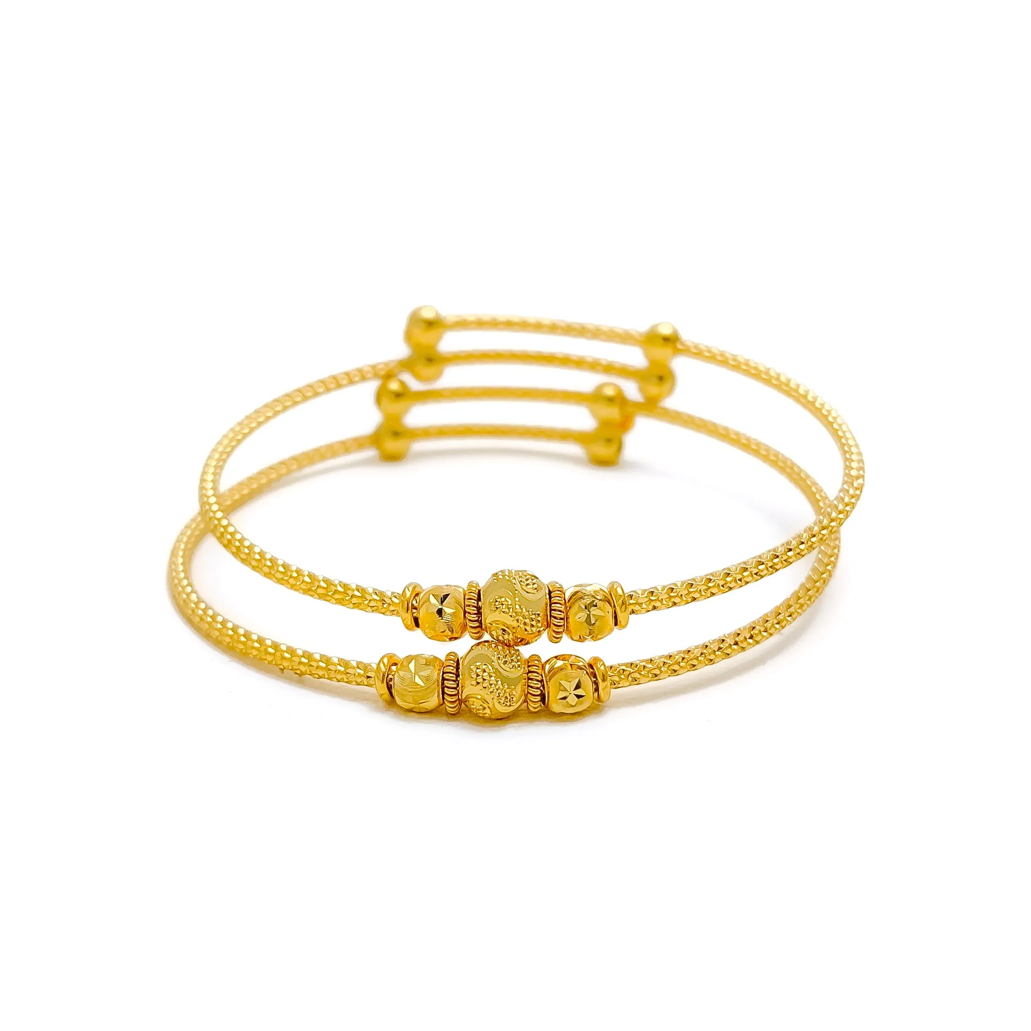 Graceful Delicate 22k Gold Adjustable Baby Bangle Pair