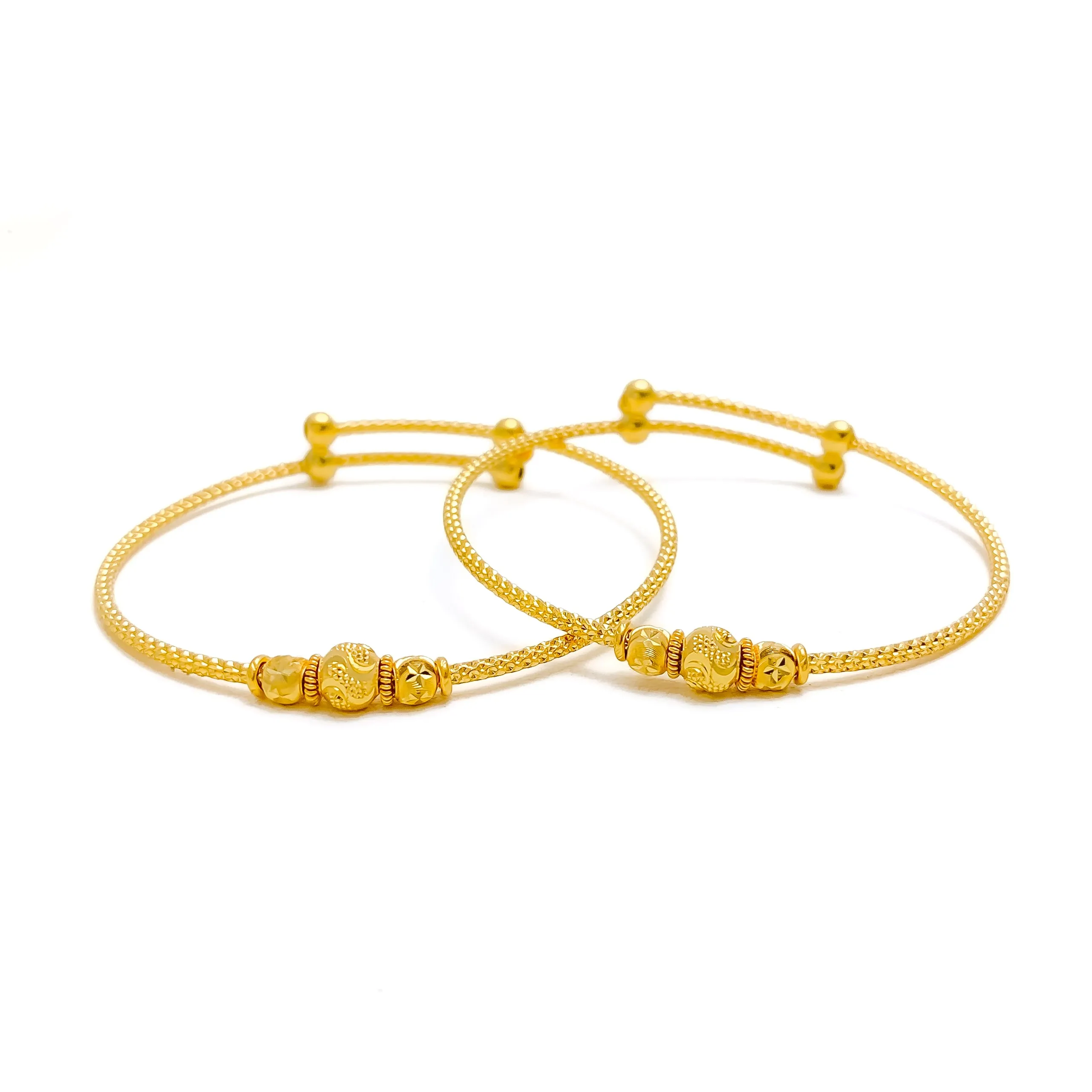 Graceful Delicate 22k Gold Adjustable Baby Bangle Pair