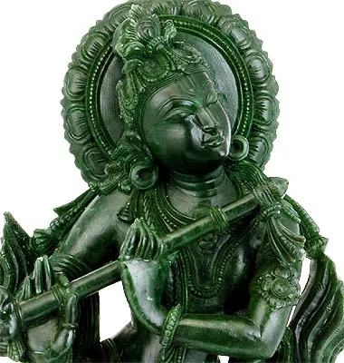 Graceful Krishna Playing Flute - Stone Statue