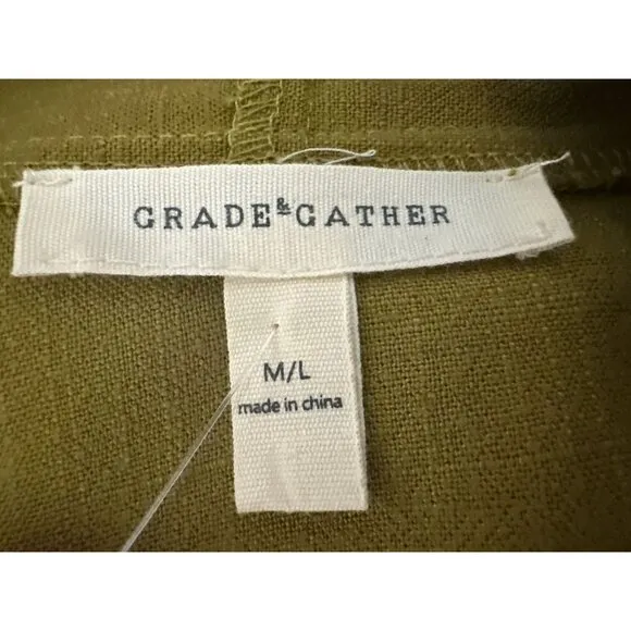Grade &amp; Gather Mustard Yellow Open Front Cardigan w/Pockets Lightweight Casual L