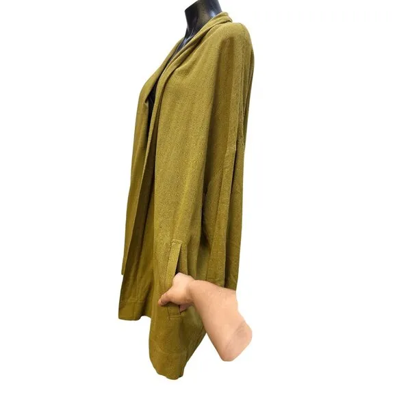 Grade &amp; Gather Mustard Yellow Open Front Cardigan w/Pockets Lightweight Casual L