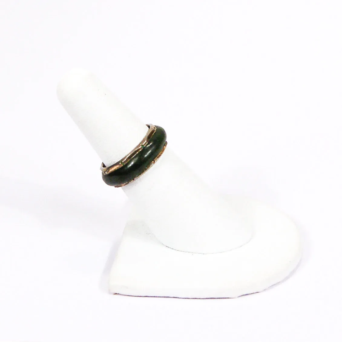 Green Jade set Silver Bamboo Band