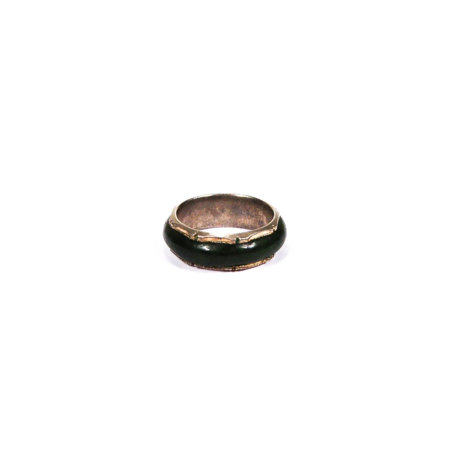 Green Jade set Silver Bamboo Band