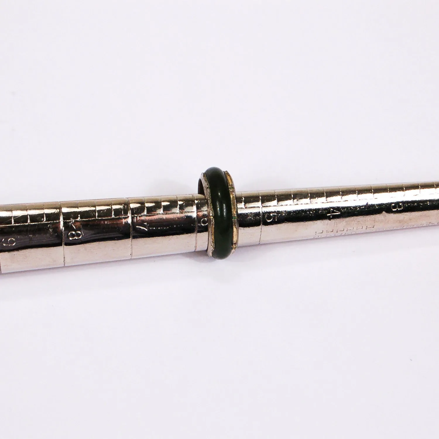 Green Jade set Silver Bamboo Band