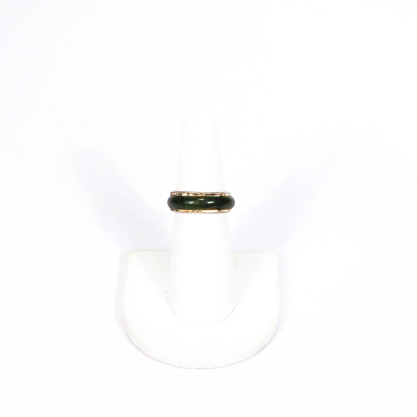 Green Jade set Silver Bamboo Band